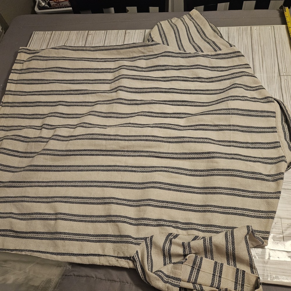Malibu Beach Club shirt Mens 3XL‎ Striped Ecru Short Sleeve Button-Up - Picture 5 of 6
